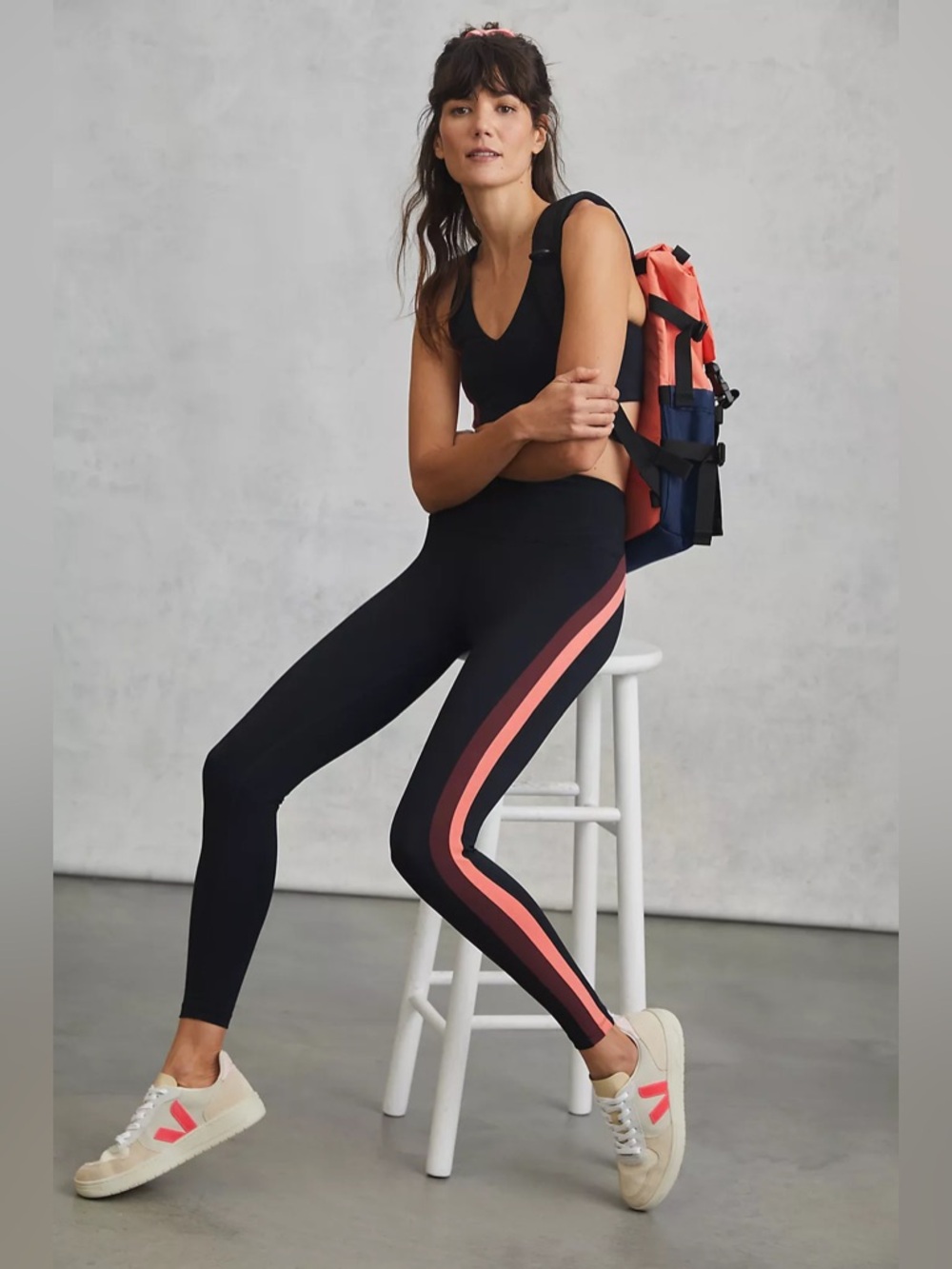 Splits59 Sydney High Waist Techflex 7/8 Leggings Small Peach Black Burgundy